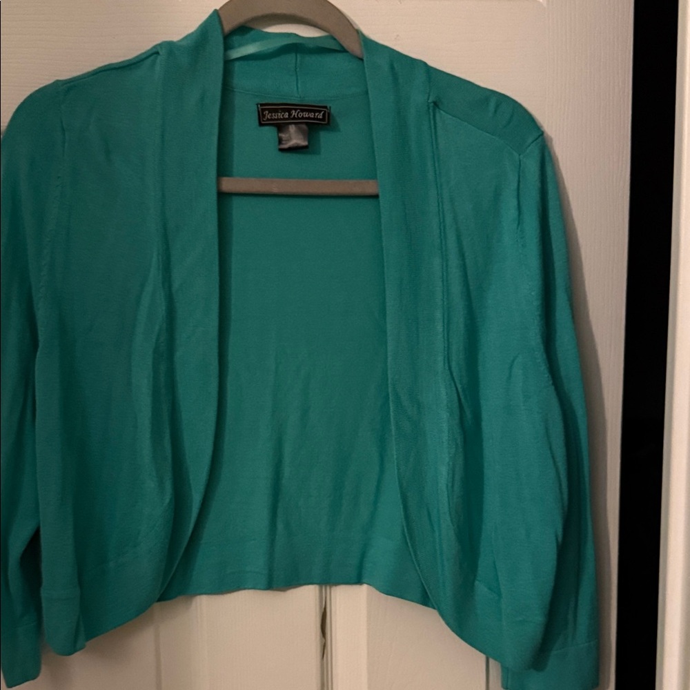 Avenue Women's Turquoise Open Front Cardigan